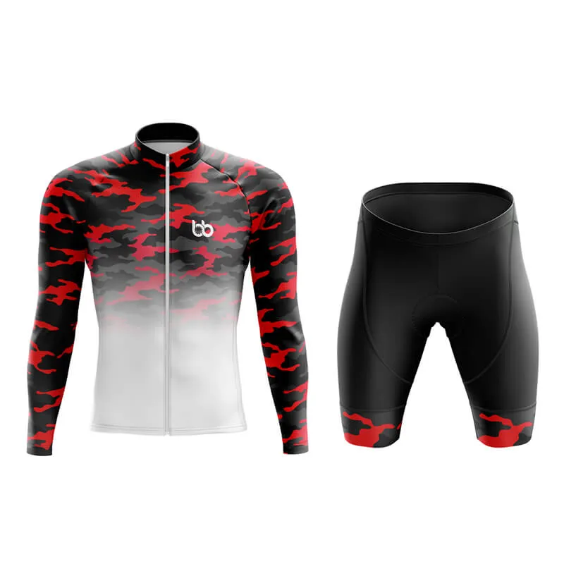 Camouflage Neck Aero Cycling Kit (V3) (Red-White)
