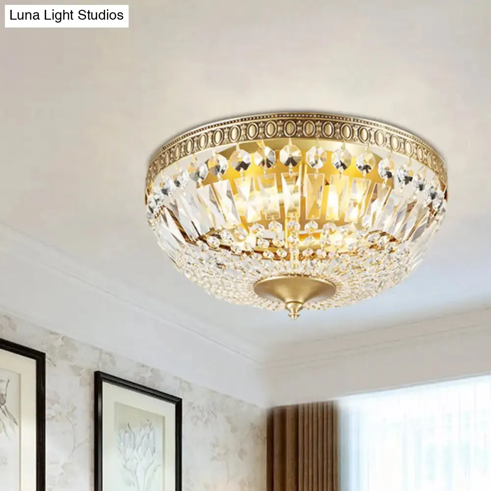 Contemporary Gold Dome Ceiling Light Clear Glass Flush Mount Lamp - 4 Lights