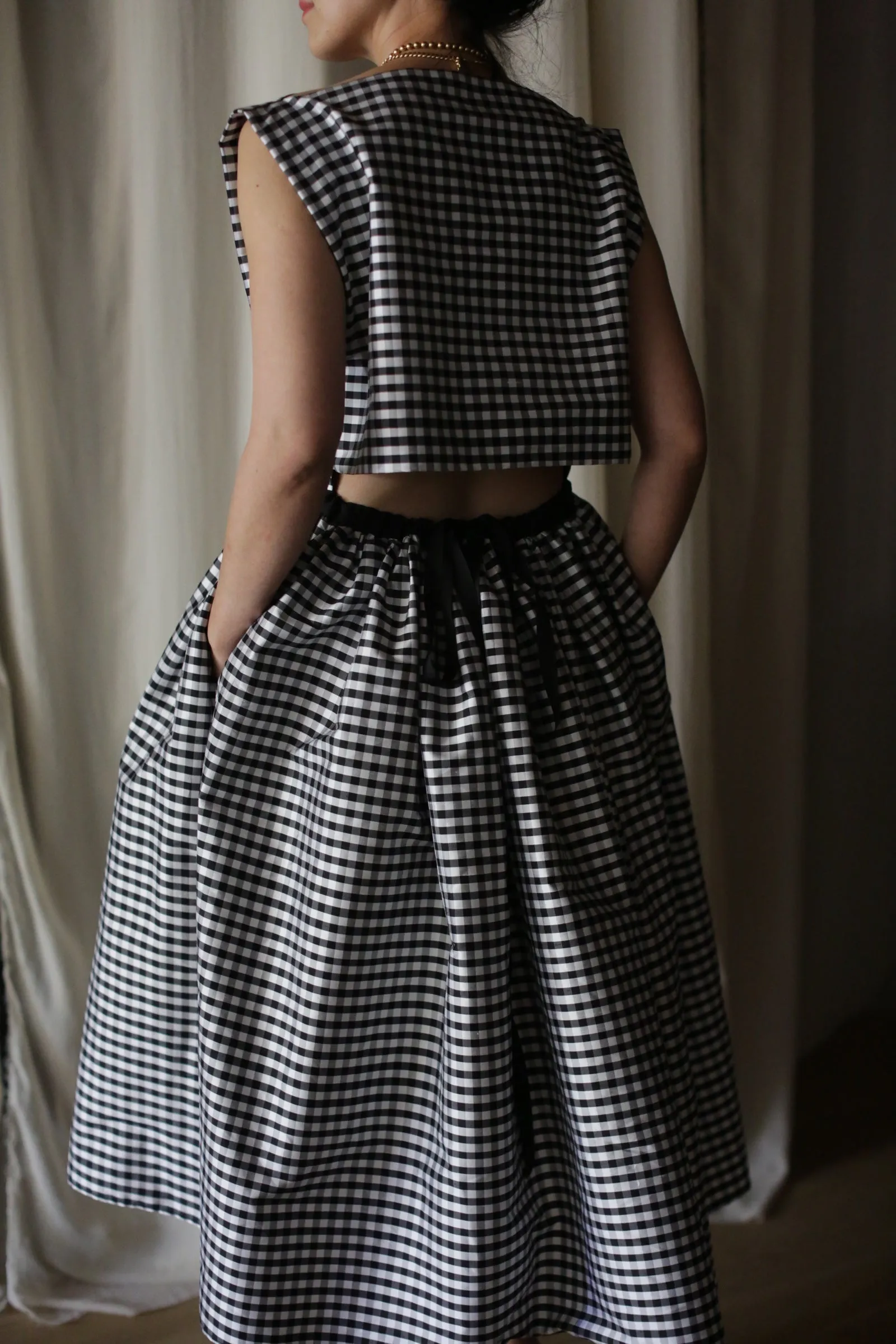 Dupioni Magnolia Dress | B/W Gingham