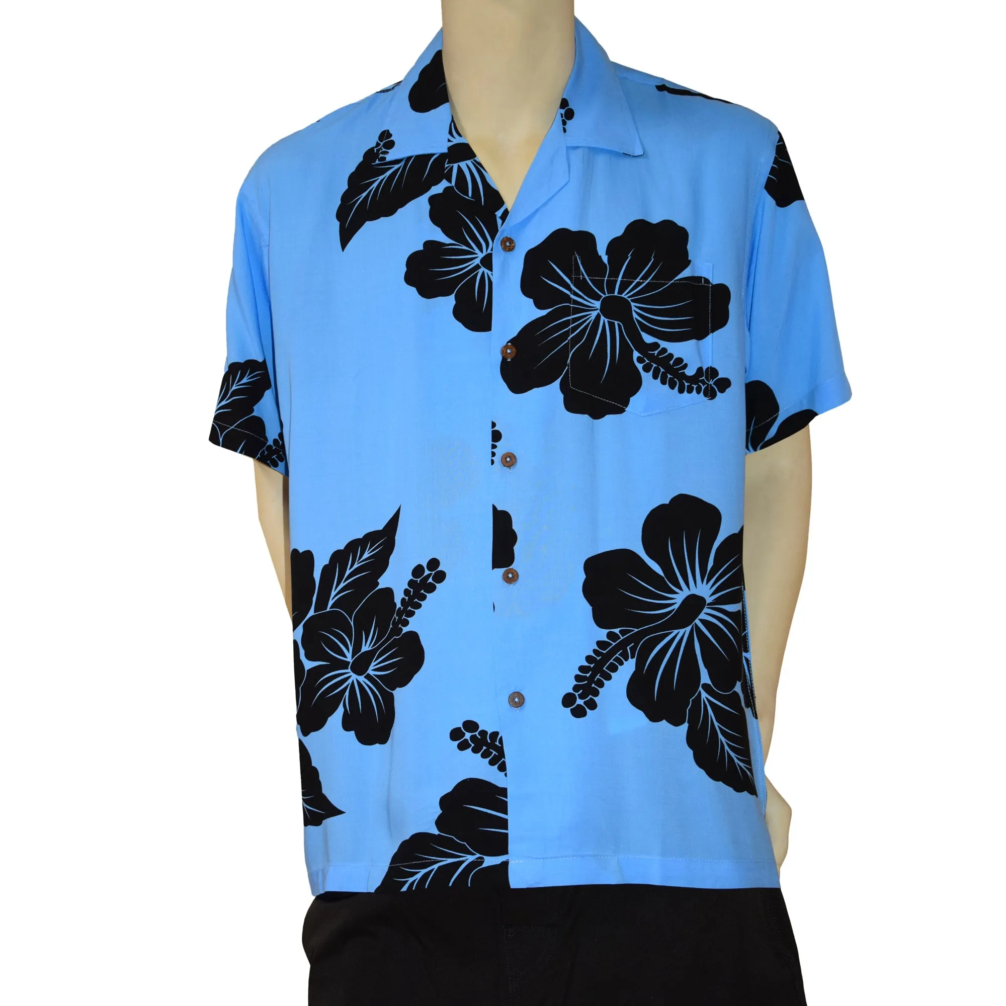 Hibiscus Flower Men's Hawaiian Aloha Shirt (Rayon)