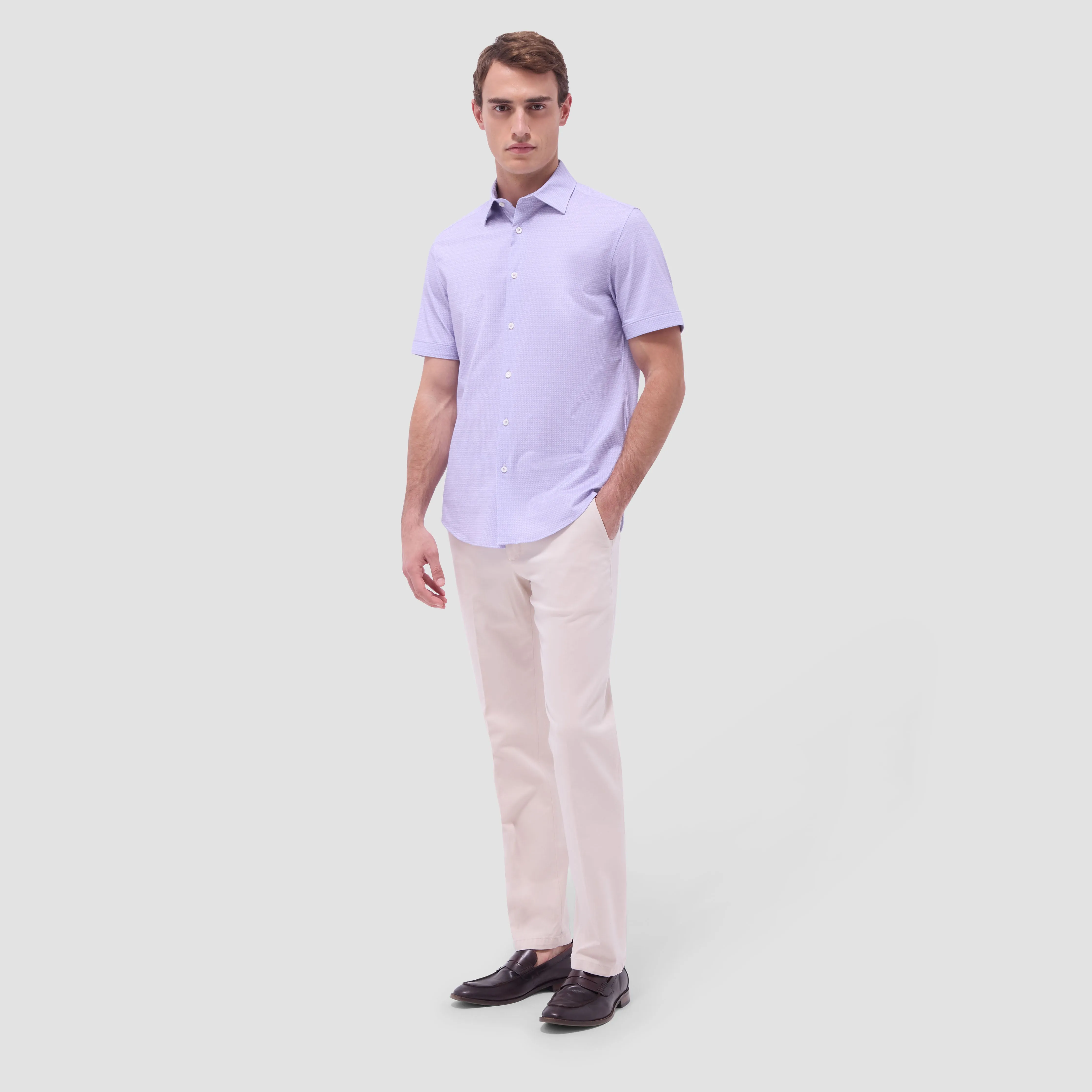 Miles Mini Check OoohCotton Short-Sleeve Shirt