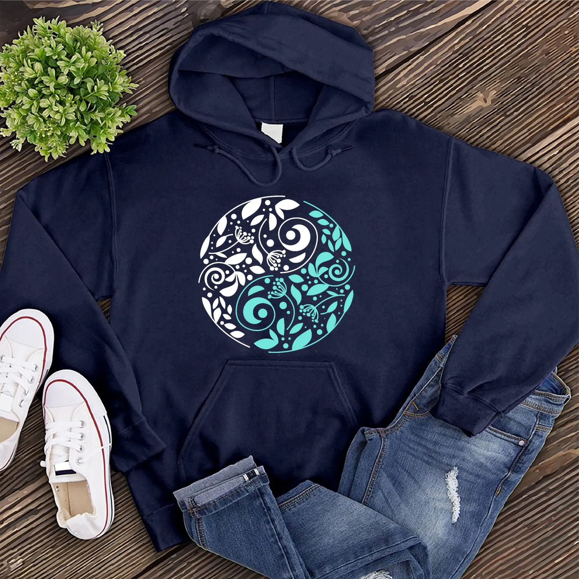 Teal Nature Ying Yang Hoodie