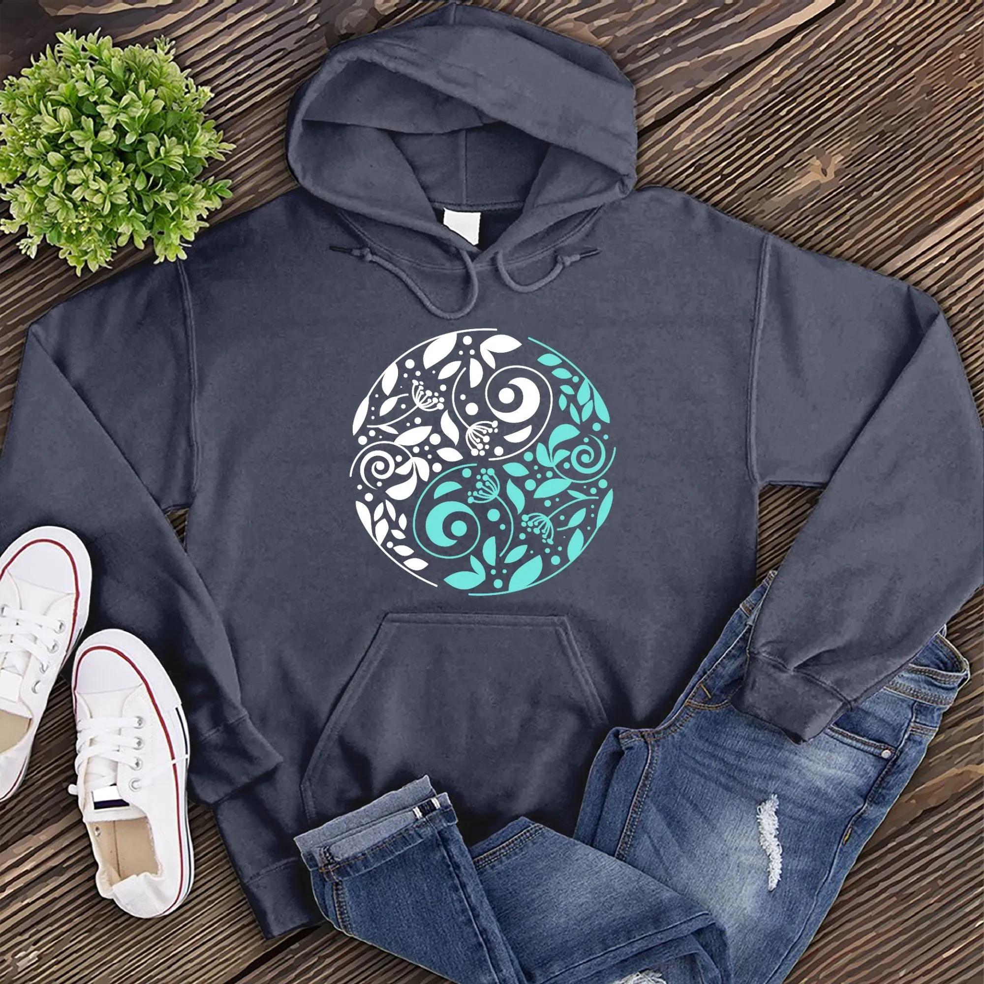 Teal Nature Ying Yang Hoodie
