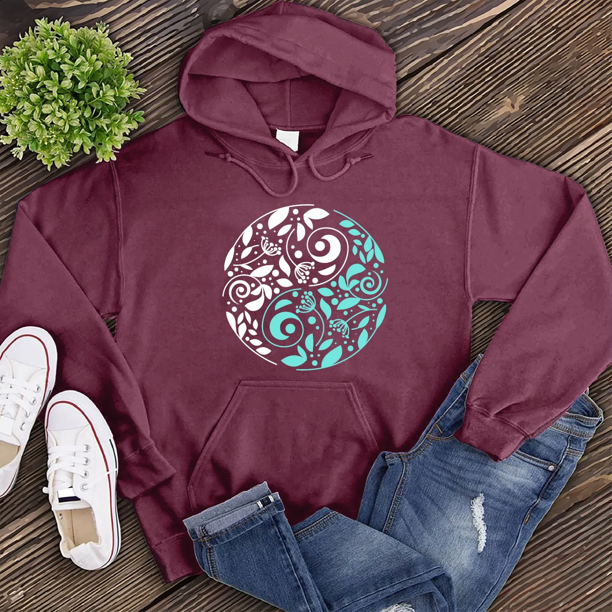 Teal Nature Ying Yang Hoodie