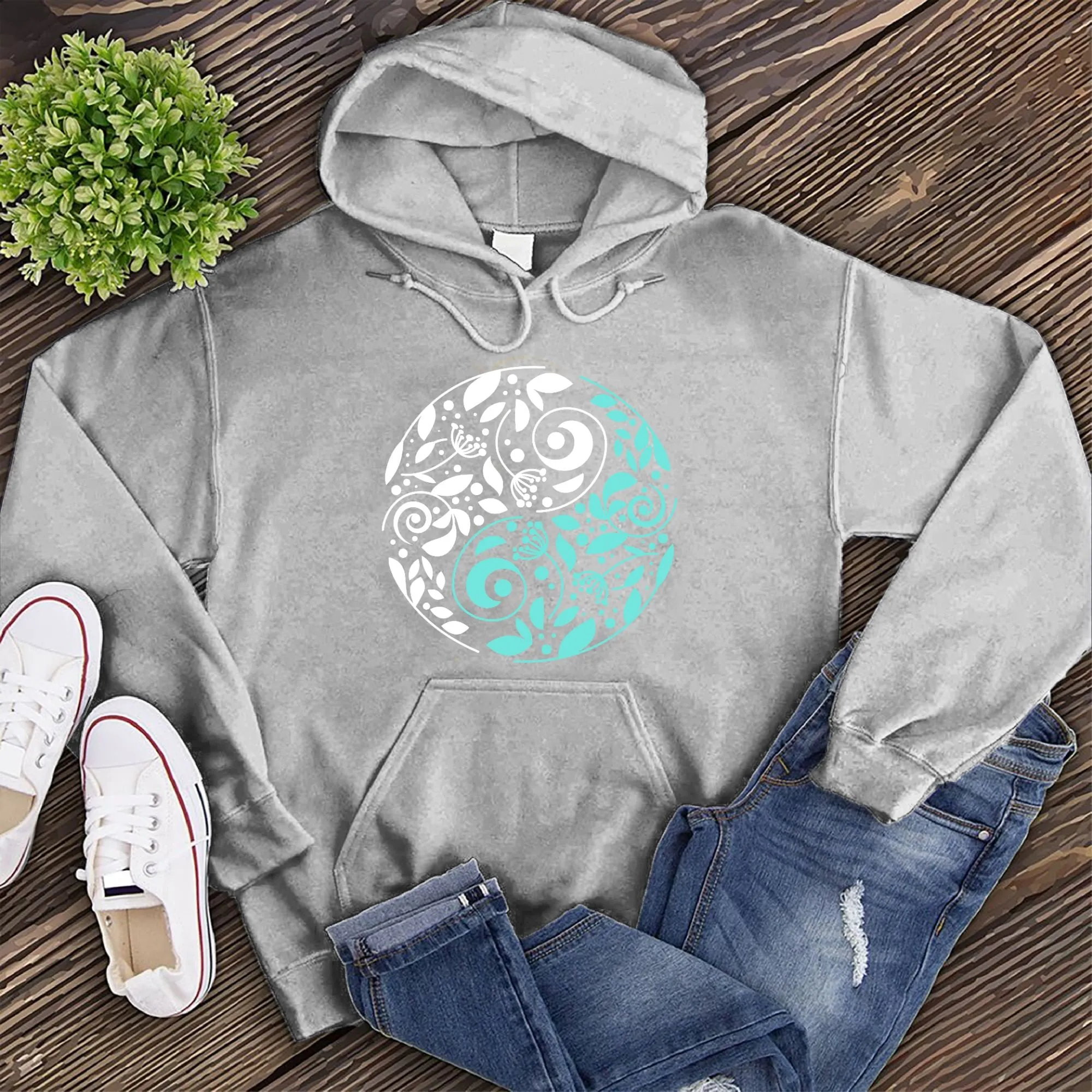 Teal Nature Ying Yang Hoodie