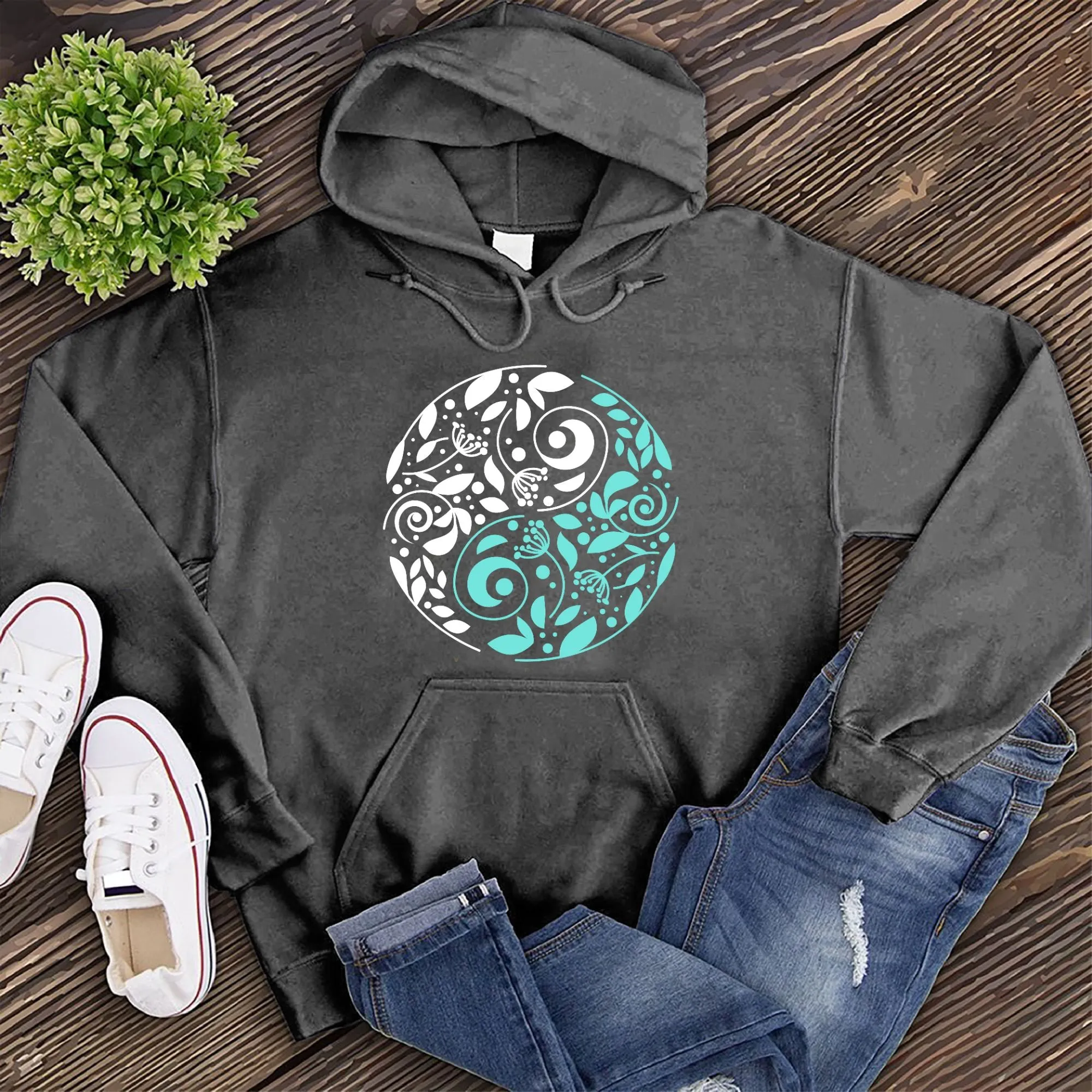 Teal Nature Ying Yang Hoodie