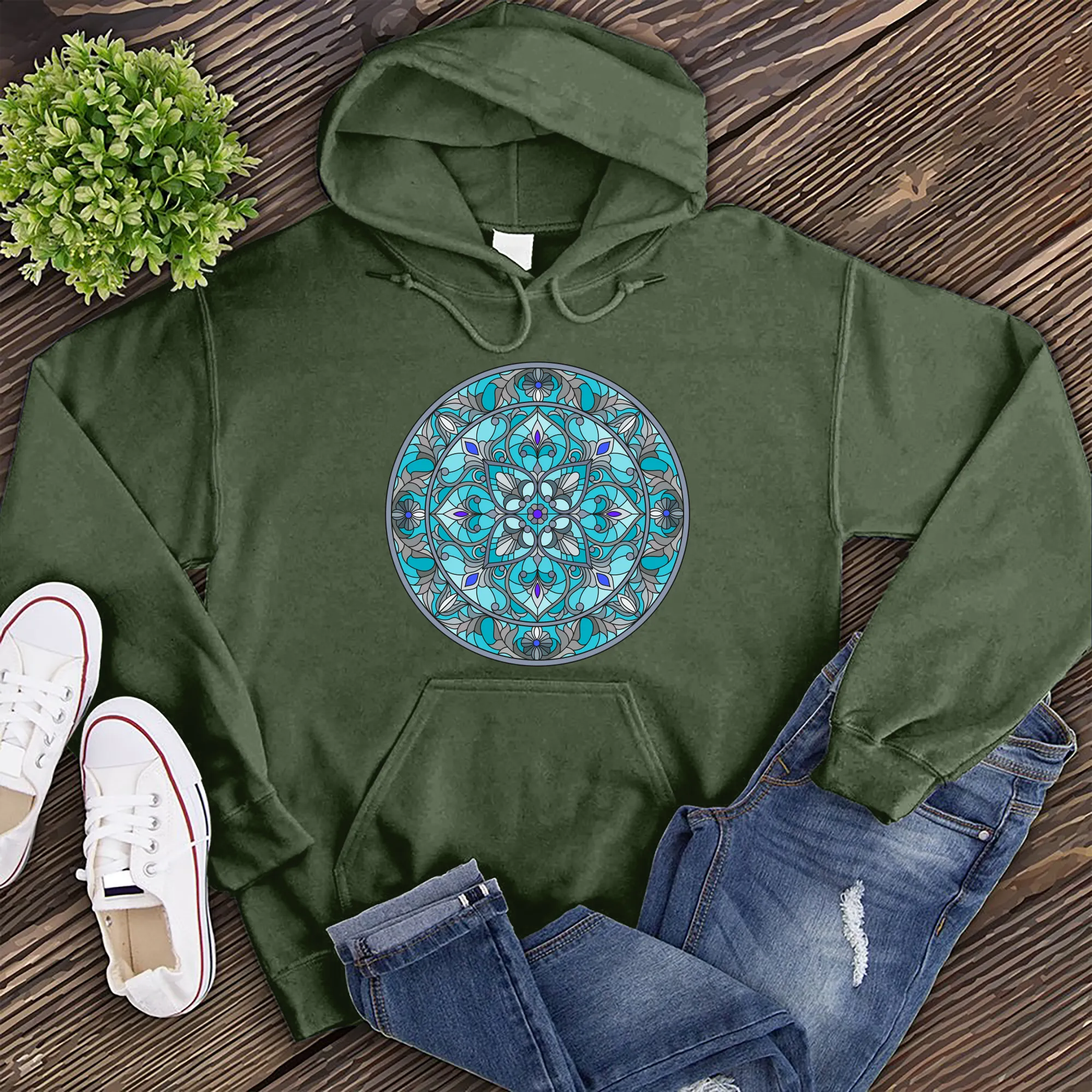 Teal Stained Glass Hoodie