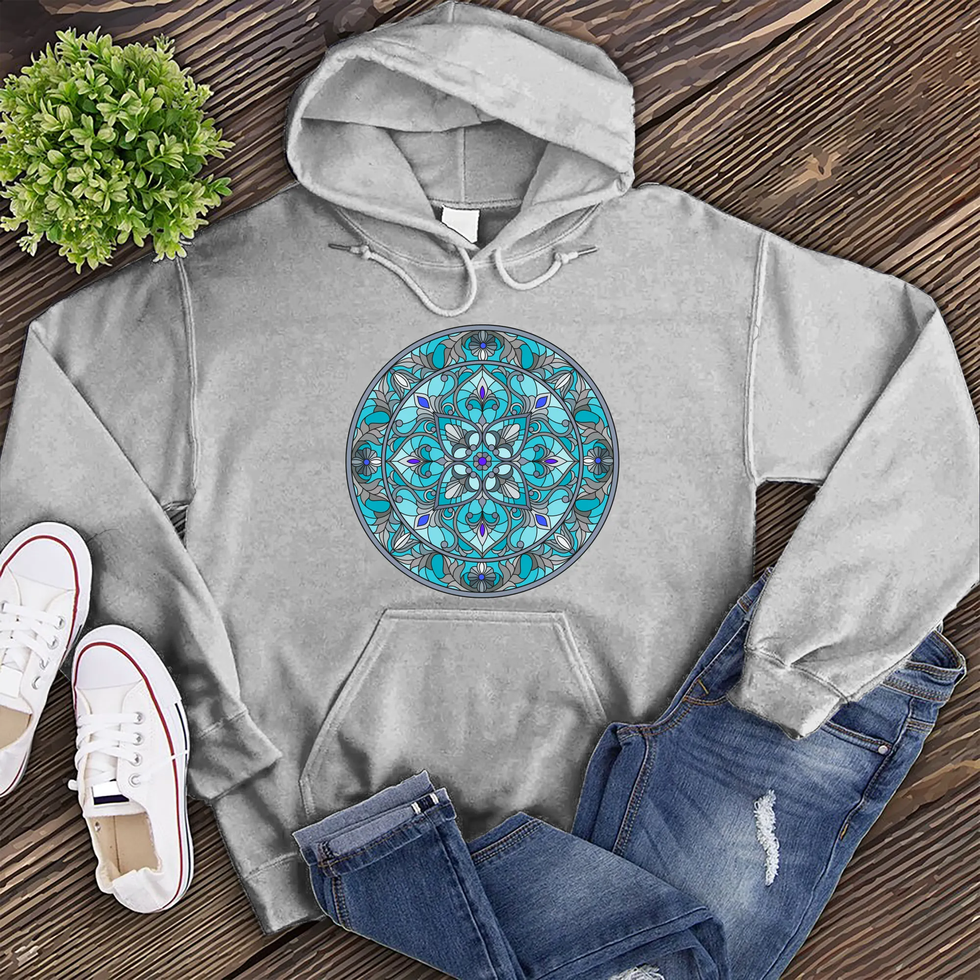 Teal Stained Glass Hoodie