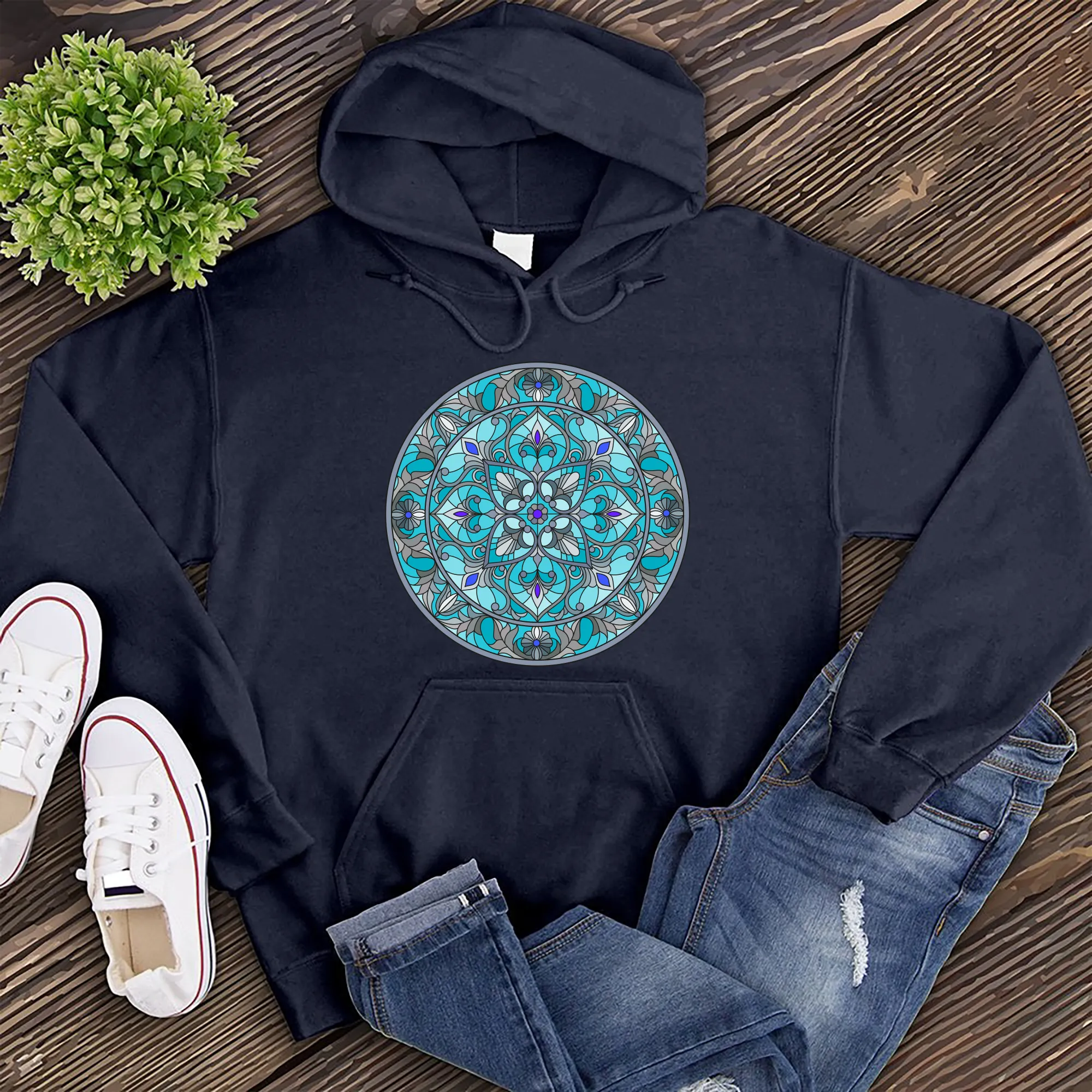 Teal Stained Glass Hoodie
