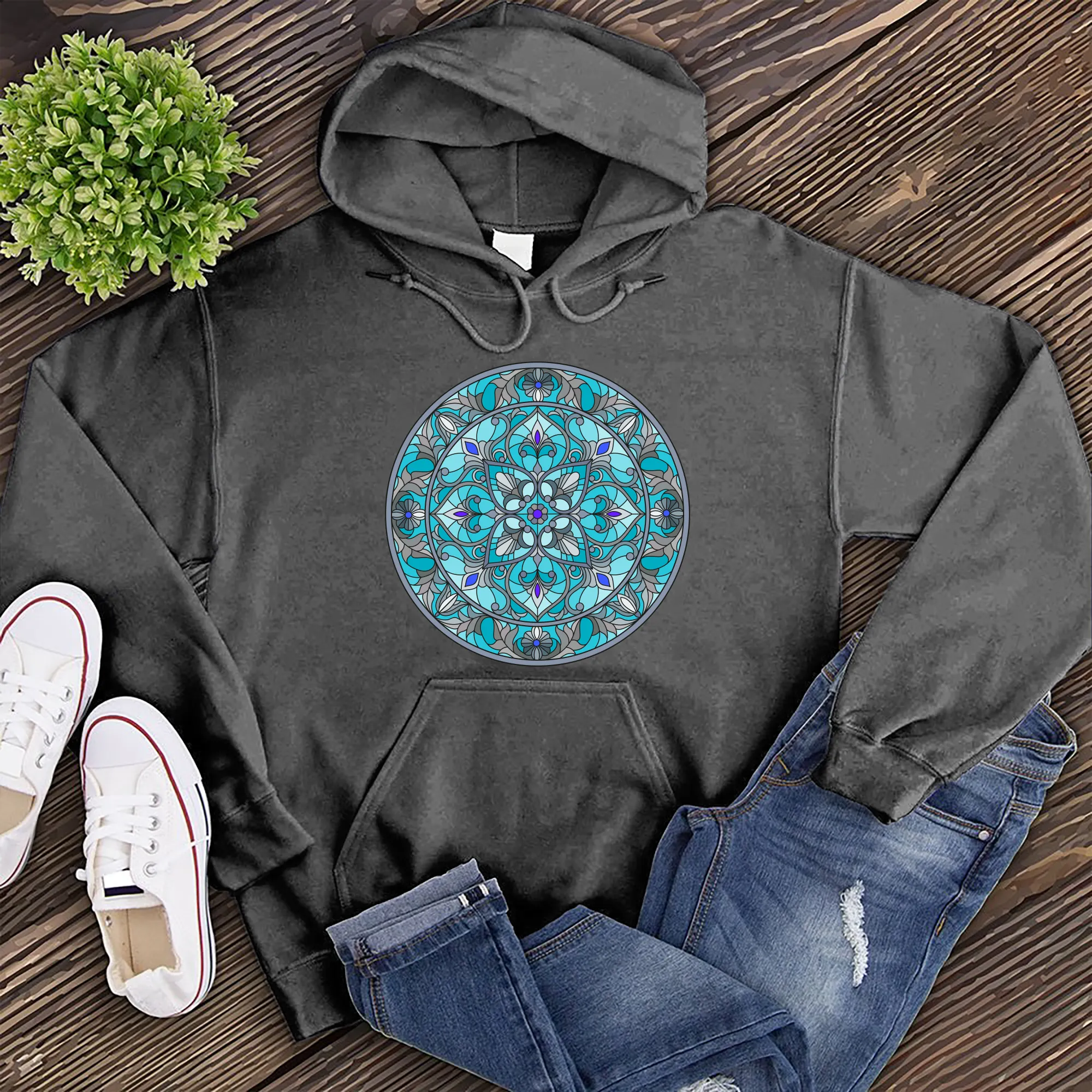 Teal Stained Glass Hoodie
