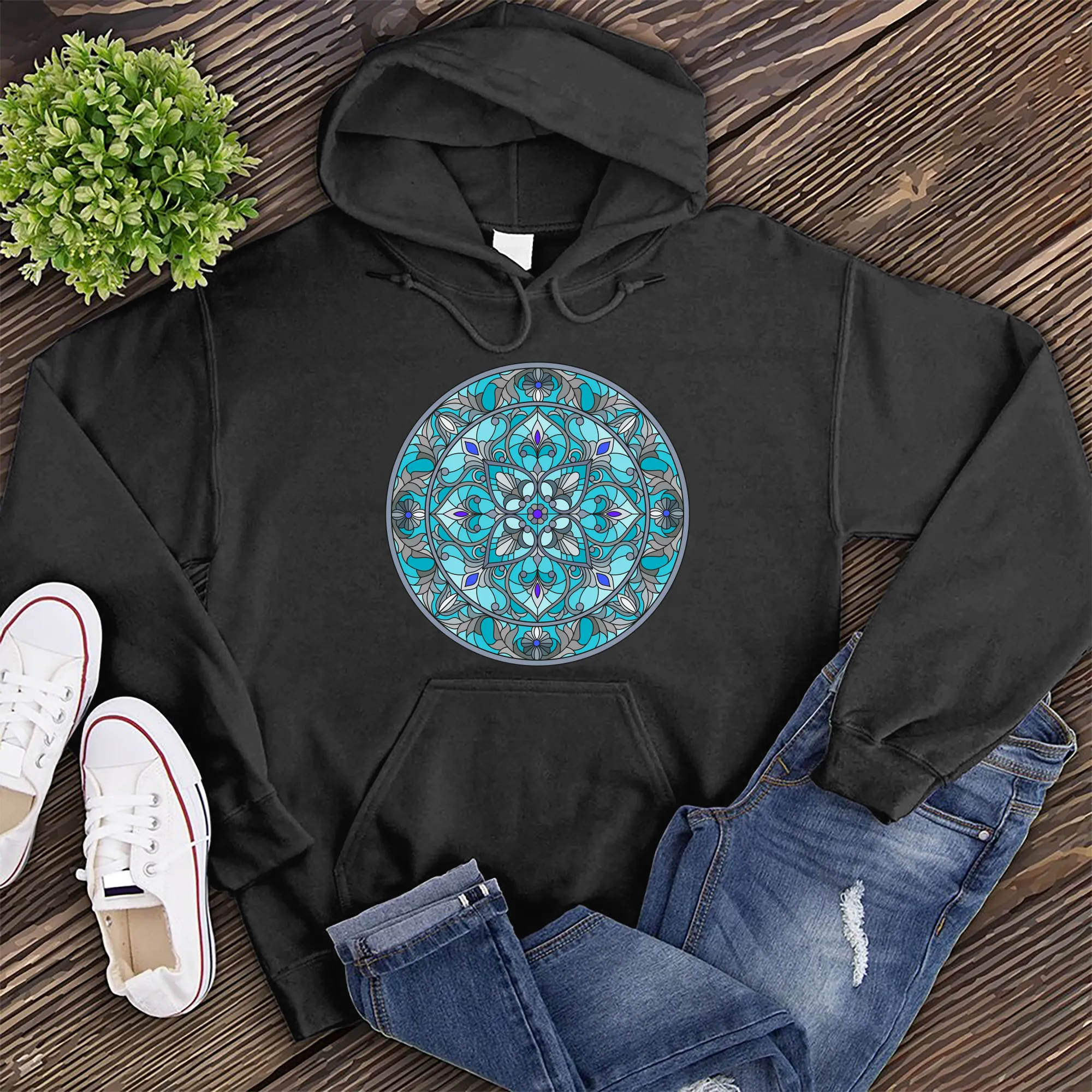 Teal Stained Glass Hoodie