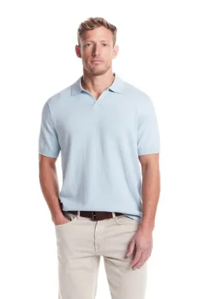 Weatherproof Vintage Cotton Cashmere Johnny Collar Sweater Shirt for Men in Aqua | S2540657GK-AQUA