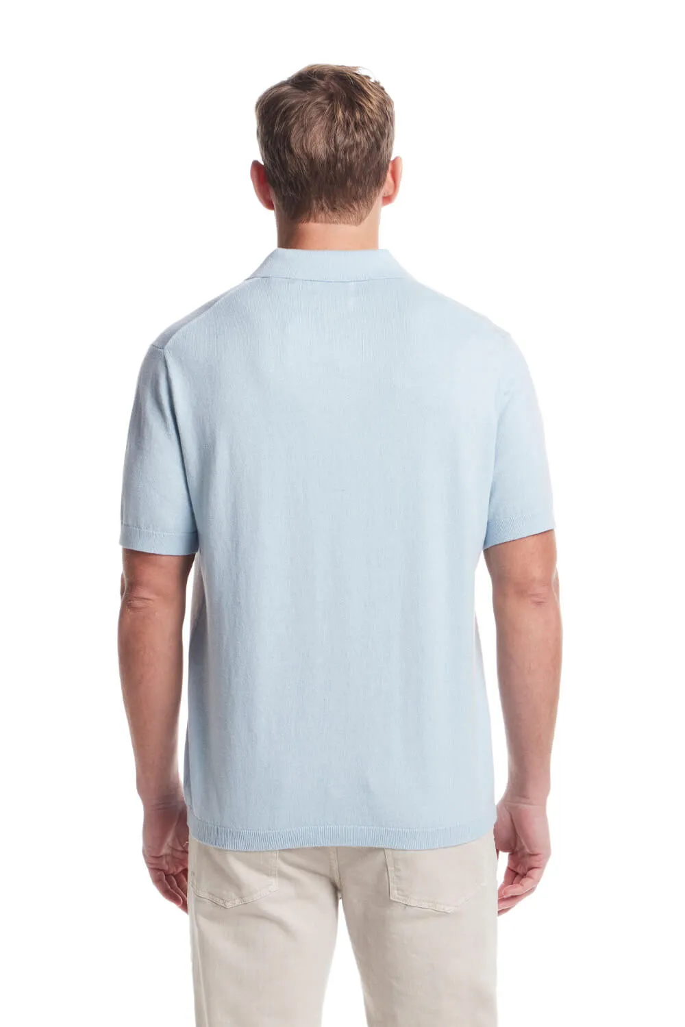 Weatherproof Vintage Cotton Cashmere Johnny Collar Sweater Shirt for Men in Aqua | S2540657GK-AQUA