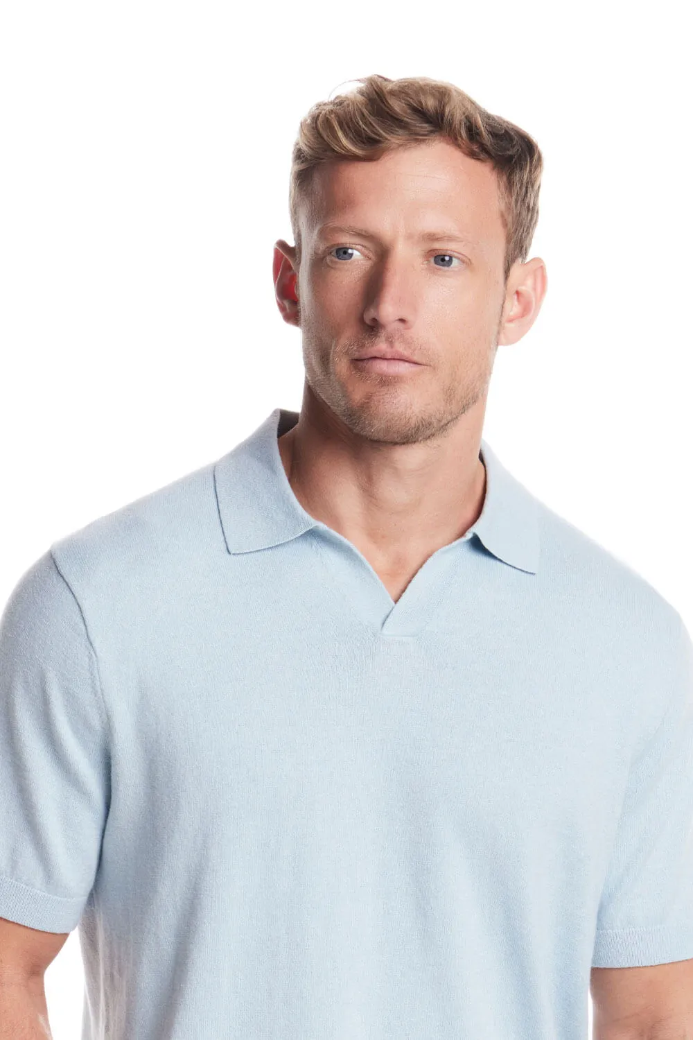 Weatherproof Vintage Cotton Cashmere Johnny Collar Sweater Shirt for Men in Aqua | S2540657GK-AQUA